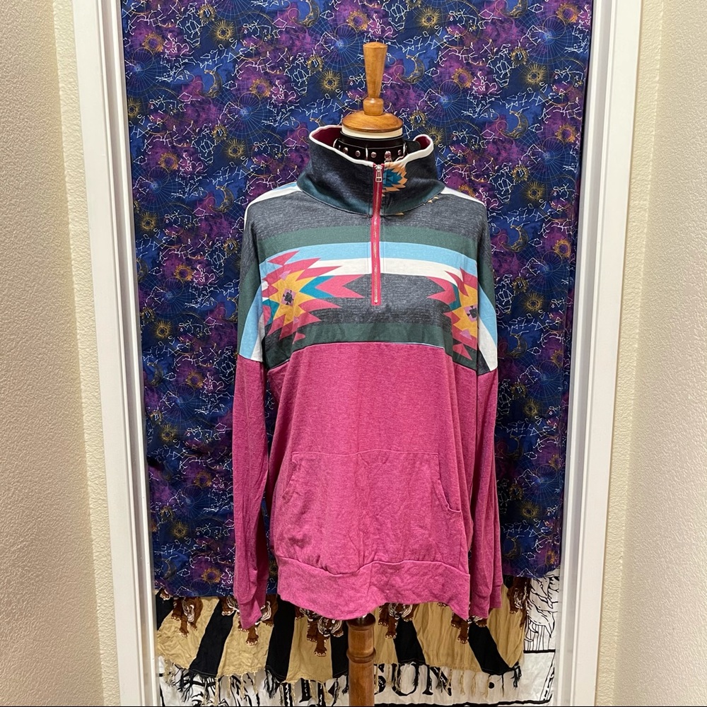 🌈 Beautiful bohemian mock zipper sweater - Picture 2 of 11